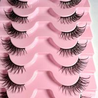 Extensions de cils en faux vison transparents, style européen et américain, 7 paires, effet allongé et comique