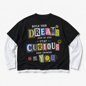 Camiseta de Manga Larga Oversize de Algodón 100% (280 GSM) con Efecto de Dos Piezas, Estilo Urbano, Venta al por Mayor, Personalizada, OEM de Fábrica, para Hombre - Product Image 2