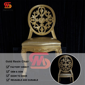 Sillas Luis de Resina Plástica Dorada de Lujo para Hotel, Venta al Por Mayor, para Banquetes, Eventos, Bodas, Alquiler de Sillas Reales - Product Image 3