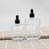 Flacons compte-gouttes rectangulaires en verre d'huile essentielle noire ambre transparente de 15ml 30ml 50ml 100ml pour flacon de parfum