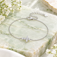 Bracelet classique en argent sterling 925 avec croix en zircon, plaqué or 18 carats, bijoux religieux pour femmes, vente en gros