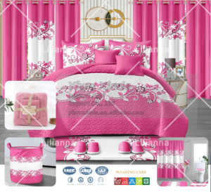 Conjunto de cama espalhada conjunto de cama com cortinas 24 peças com conjunto de banheiro - Product Image 6