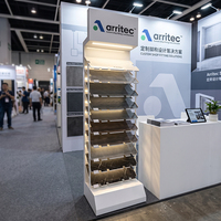 Étagère de présentation de carreaux en métal robuste sur pied pour magasin de matériaux de construction, avec éclairage LED par niveaux