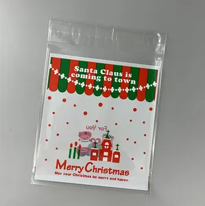 Profissional personalizado impermeável clara embalagem saco pequeno Natal Day Party OPP sacos de plástico oeste ponto auto adesivo saco