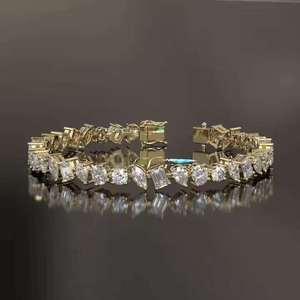 Bracelet en diamant de laboratoire de qualité supérieure pour femmes, coupe ronde brillante, élégant, or blanc, or rose, argent, bijoux - Product Image 1