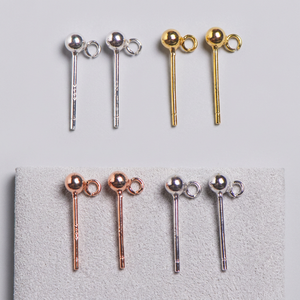 YUEMOON Prix de gros en vrac Composants de boucles d'oreilles clous ronds plaqués argent 925 couleur or rose et argent Fournitures de fabrication DIY Sac OPP - Product Image 3