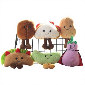 Llavero Colgante de Peluche Súper Suave con Diseño de Comida (<span class=keywords><strong>Hamburguesa</strong></span> y <span class=keywords><strong>Berenjena</strong></span>) y Relleno de Algodón PP, Venta al por Mayor, Colgante para Llaves de Coche - Product Image 1