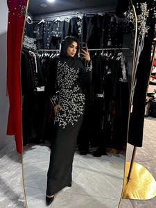 Nouvelle <span class=keywords><strong>robe</strong></span> moulante à col montant et manches longues noire pour femmes, design tendance - Product Image 3