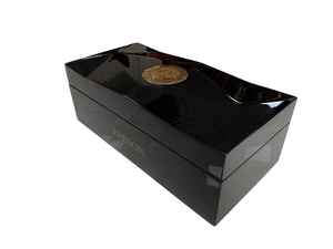 Boîte à vin/bière rectangulaire en MDF finition piano, faite à la main, pour une bouteille, emballage cadeau avec couvercle à charnière, poignée pour mariage/anniversaire - Product Image 3