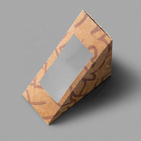 Boîte à sandwich personnalisée avec logo imprimé, boîte à sandwich triangulaire en papier kraft jetable avec fenêtre en PVC