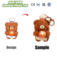 Porte-clés Ours en Peluche Personnalisé Adorable, Animaux en Peluche de Haute Qualité, Ours Boulanger Kawaii, Breloque de Sac, Coton PP, Vente en Gros