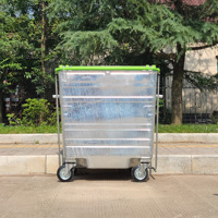Conteneur à déchets en acier pour la collecte des déchets urbains, poubelle à pédale en métal