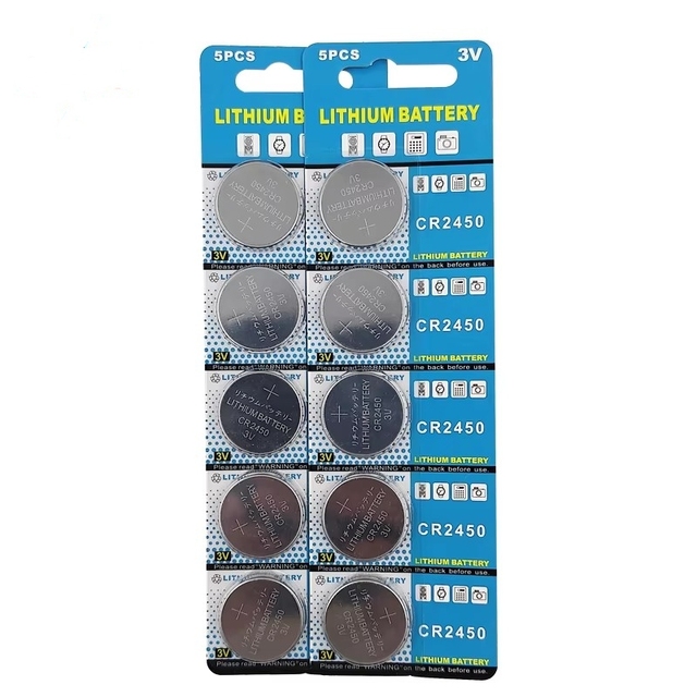 Factory Hot Selling CR2450 3V Lithium Solid State Button Cell Battery CE/RoHS Certified Bulk Pack