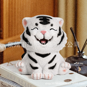 Hucha de tigre adorable, figura de resina plástica, caja de dinero para niños, regalo, decoración de animal del zodiaco - Product Image 3