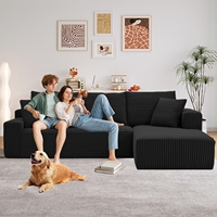 Canapé en forme de L sans structure, canapé modulaire sectionnel avec ottoman mobile pour salon