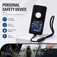 Perangkat Alarm Keamanan Mini Gantungan Kunci, Alat Keamanan Pribadi Isi Ulang dengan Lampu LED untuk Wanita Pelancong