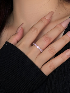 Foxi Jewelry Pink CZ Eternity Band <b>Ring</b> 925 Sterling Silver <b>Dainty</b> Elegant Wedding <b>Rings</b> for Women - Product Image 5