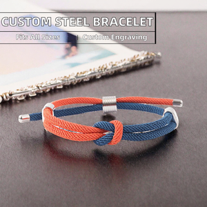 กำไลข้อมือสแตนเลสสตีลถักเชือกมิลานแบบขายส่ง ปรับขนาดได้ สลักลายได้หลายสีตามสั่ง เครื่องประดับ - Product Image 2