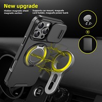 Coque de téléphone portable 17ProMax avec design animalier transfrontalier, fenêtre coulissante, support magnétique de voiture à 360 degrés, 16promax