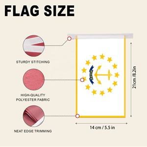 Drapeaux à cordes personnalisés 14x21cm de Rhode Island (USA) directement de l'usine, bannière de fanfare personnalisée « Ocean State » pour défilé estival sur la plage - Product Image 2