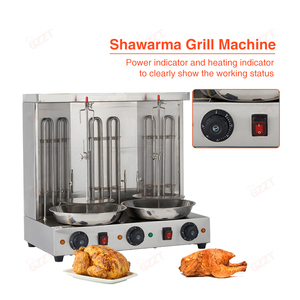 <span class=keywords><strong>Parrilla</strong></span> <span class=keywords><strong>Eléctrica</strong></span> Comercial de Acero Inoxidable para Shawarma con 3 Tubos de Calentamiento y 2 Ejes Giratorios Automáticos, Máquina para Asar Barbacoa Turca - Product Image 2