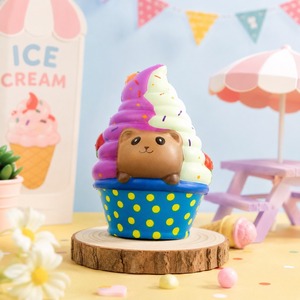 Jouet Squishy en PU à Rebond Lent en Forme de Cupcake Animal de Dessin Animé, Jouet Anti-Stress Décoratif en Forme de Crème Glacée avec Confettis Colorés, Cadeau Fidget - Product Image 4