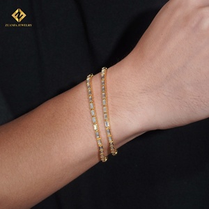 สร้อยข้อมือเทนนิสทรงมรกตประดับเพชรโมอิสซาไนต์ VVS เงินแท้ 925 ชุบทอง 18K ประดับเพชรเต็มเส้น เครื่องประดับชั้นดี - Product Image 5