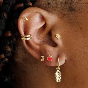 Gemnel Daily Wear Jewelry Mini Cute Gold Studs 925 Silver Mushroom Earrings