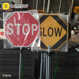 Señal de tráfico reflectante, Control de seguridad en carretera, aluminio de doble cara, Octagonal de 600mm, señal lenta de parada manual - Product Image 4