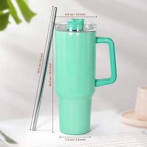 Office Cup 40 Oz Insulated Stainless Steel Tumbler With Straw Lid BPA Free Reusable <b>For</b> Cold Drinks Home Travel Outdoor Use - Product Image 3