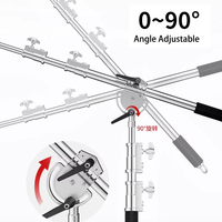 Bras télescopique en acier inoxydable pour support d'éclairage 110-240 cm, support transversal pour flash de studio