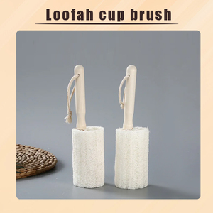 Zenidoo Sustainable Kitchen Cleaning <b>Brush</b> Scrubber with Wooden Handle Loofah Cup White Color for Dishes <b>Bottles</b> Pots Mugs - Product Image 2