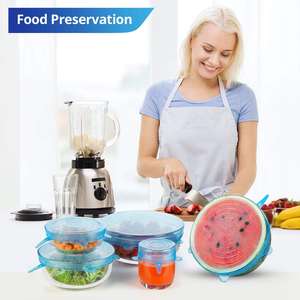 بيع بالجملة ملون شعار مخصص 6 12 مجموعة أطعمة آمنة قابلة لإعادة الاستخدام غطاء مطبخ طازج سيليكون وعاء مطاطي يمكن إحكام الغلق - Product Image 4