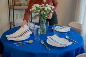 <span class=keywords><strong>Nappes</strong></span> de table rondes, rectangulaires et carrées 100% polyester <span class=keywords><strong>bleu</strong></span> royal, couleur unie, pour restaurant, cuisine - Product Image 4