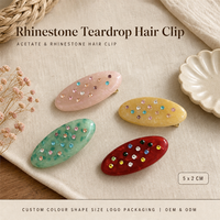 OEM ODM Accessoire de cheveux en acétate style coréen avec strass colorés, vente en gros, cadeau personnalisé unique