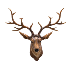 HF20888-Tête Cerf 3D Bois decoration murale Maison BLANC