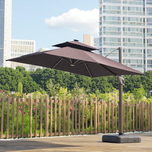 Parasols de jardin robustes 3,5 m * 3,5 m, parasols d'extérieur, grand parasol carré, grand parasol de patio avec <span class=keywords><strong>manivelle</strong></span> en métal - Product Image 1