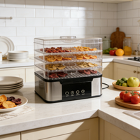 Déshydrateur alimentaire électrique domestique 500W 220-240V 50/60Hz |   Alerte de contrôle de température 35-75°C |   Matériau PP+GPPS VDE plaqué cuivre