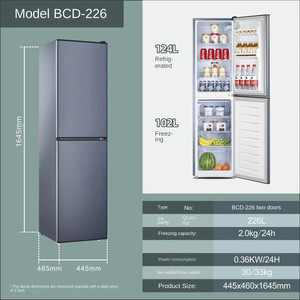 BCD-226 Wholesale Home Appliances Bottom Freezer Double Door and <b>Refrigerator</b> Two-door <b>Refrigerator</b> - Product Image 2
