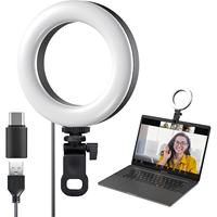 6 pouces Mini 3 couleurs LED Ring Light avec pince et trépied Clip-On Phone Laptop Lighting for Video Camera Use