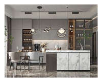 Nouveau design laqué Armoire de cuisine à panneau plat de couleur grise pour cuisine moderne