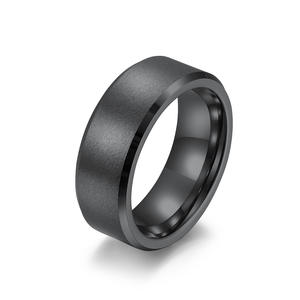 Black Matte Tungsten Steel <b>Ring</b> 6mm 8mm 10mm Double Beveled Geometric Wedding Jewelry Unisex - Product Image 5