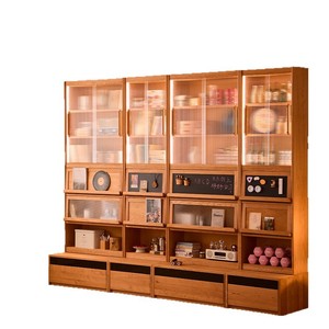 <b>Solid</b> <b>Wood</b> Cherry <b>Wood</b> Combination <b>Bookcase</b> Modular Storage For Living Room Adult Use With Back Panel - Product Image 5