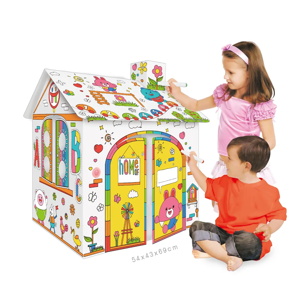 Menggambar dan Mewarnai Karton Bermain Mewarnai Rumah Pulpen Kertas Gambar Kamar DIY Pendidikan Mencoret-coret House Mainan Anak