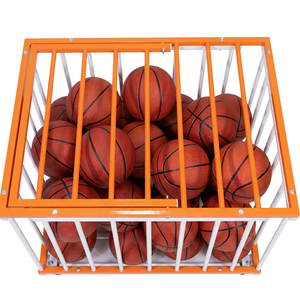 Chariot de rangement pliable et mobile Stag Iconic en acier inoxydable robuste pour ballons de basketball taille 7, grande capacité, avec revêtement en cuir PU - Product Image 1
