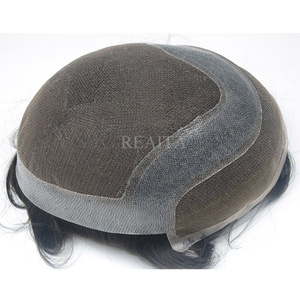 Sistema di Sostituzione <span class=keywords><strong>Capelli</strong></span> Indiani Remy per Uomo, <span class=keywords><strong>Toupet</strong></span> Fatto a Mano in <span class=keywords><strong>Capelli</strong></span> Umani con Base in Pizzo Svizzero - Product Image 1