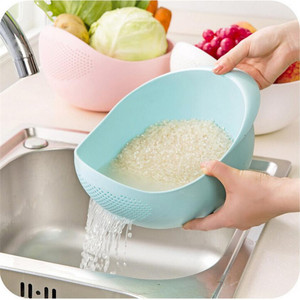 <b>Plastic</b> Rice Washer Colander With Drainage <b>Kitchen</b> Vegetable Fruit Basket Blue Pink Green White - Product Image 1