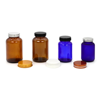 Hot Sale 60cc bis 500cc Unterschied liche Farbe Weithals tablette Glasflasche mit Aluminium kappe oder Kunststoff kappe
