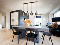Lampe suspendue LED moderne en verre gris fumé pour îlot de cuisine, bureau et restaurant, décoration nordique pour la maison