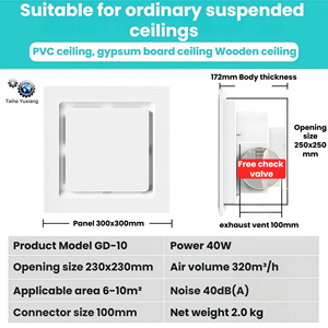 Ventilador Extractor de Aire Silencioso y Potente de 10/12 Pulgadas <span class=keywords><strong>para</strong></span> Techo Suspendido, Integración en Tuberías, <span class=keywords><strong>Cocina</strong></span>, Baño - Product Image 2